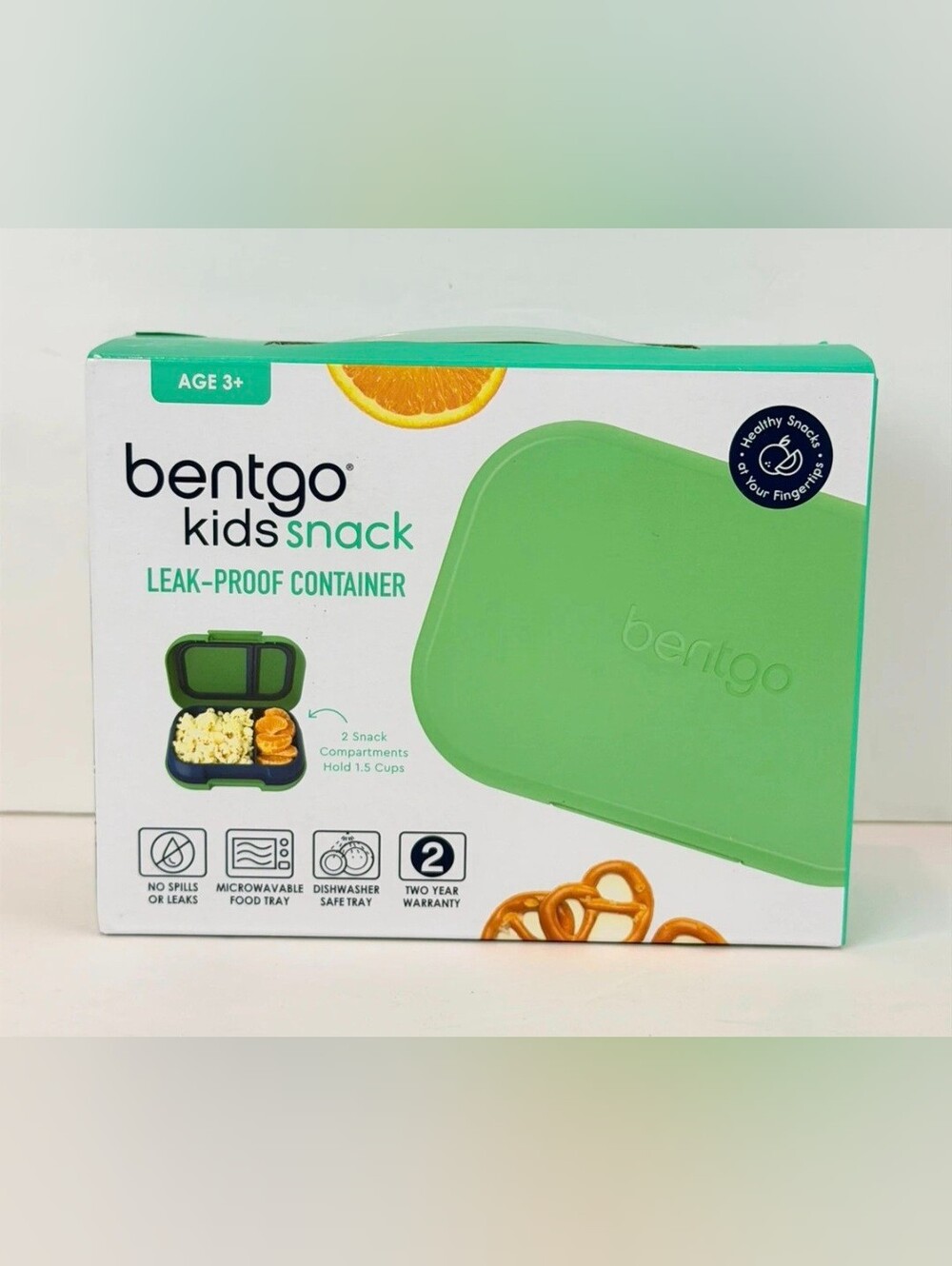 Bentgo Kids Snack Container — Green Leak-Proof Snack Box
